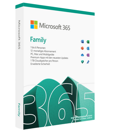 Microsoft Office 365 Family | 6 Benutzer | PC, Mac & Mobile | 1 Jahr