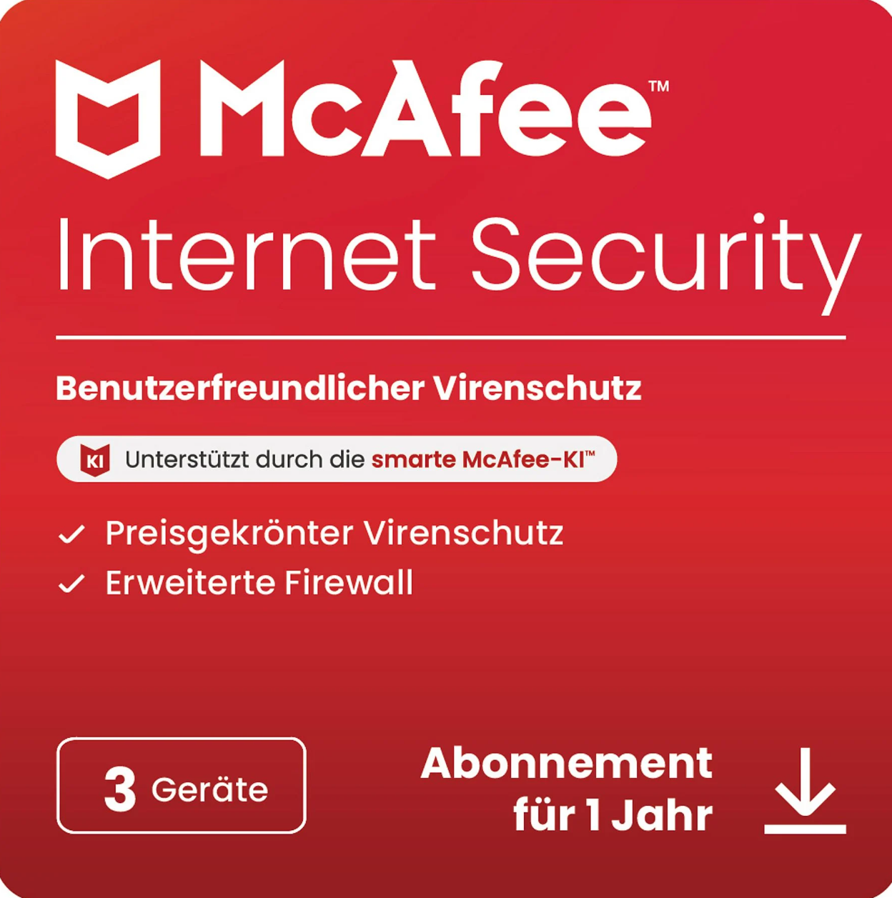 McAfee Internet Security 2025 – Lizenz für 3 Geräte