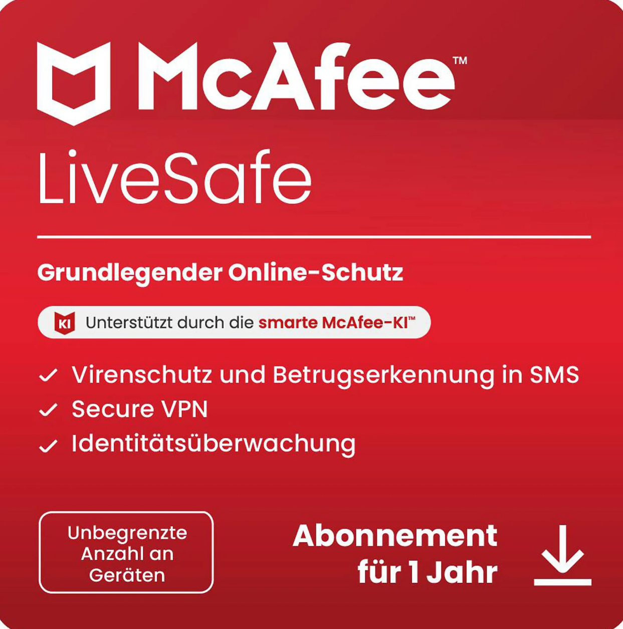 McAfee LiveSafe 2025 – Schutz für alle Geräte mit einer Lizenz

