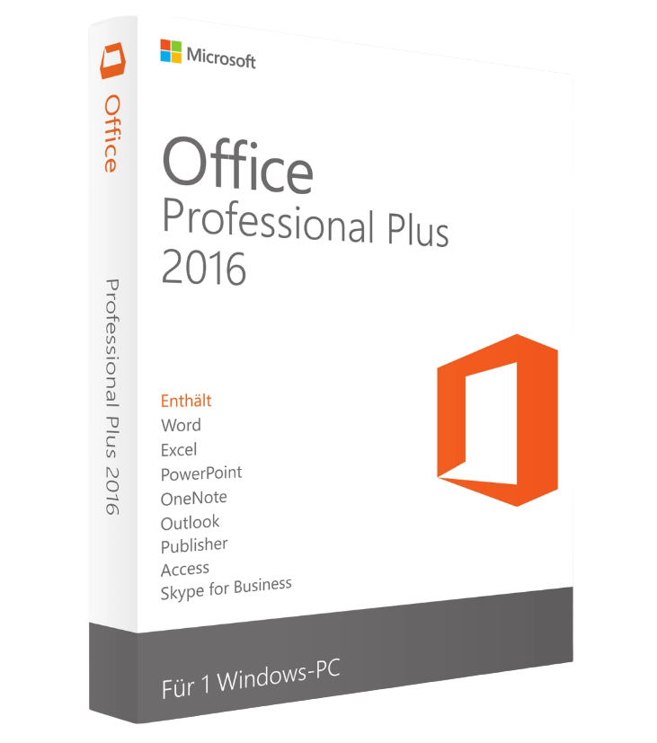 Office 2016 Professional Plus Box mit Word, Excel, PowerPoint, Outlook, Access, Publisher & Skype for Business