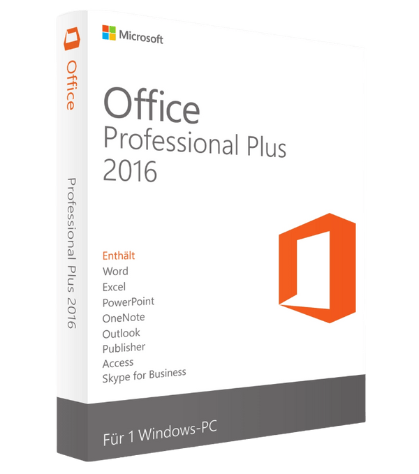 Office 2016 Professional Plus Box mit Word, Excel, PowerPoint, Outlook, Access, Publisher & Skype for Business