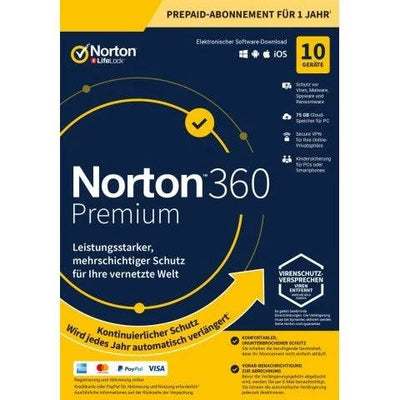 Norton 360 Premium + 75 GB Cloud Storage - (10 Geräte, 1 Jahr) - NortonLifeLock
